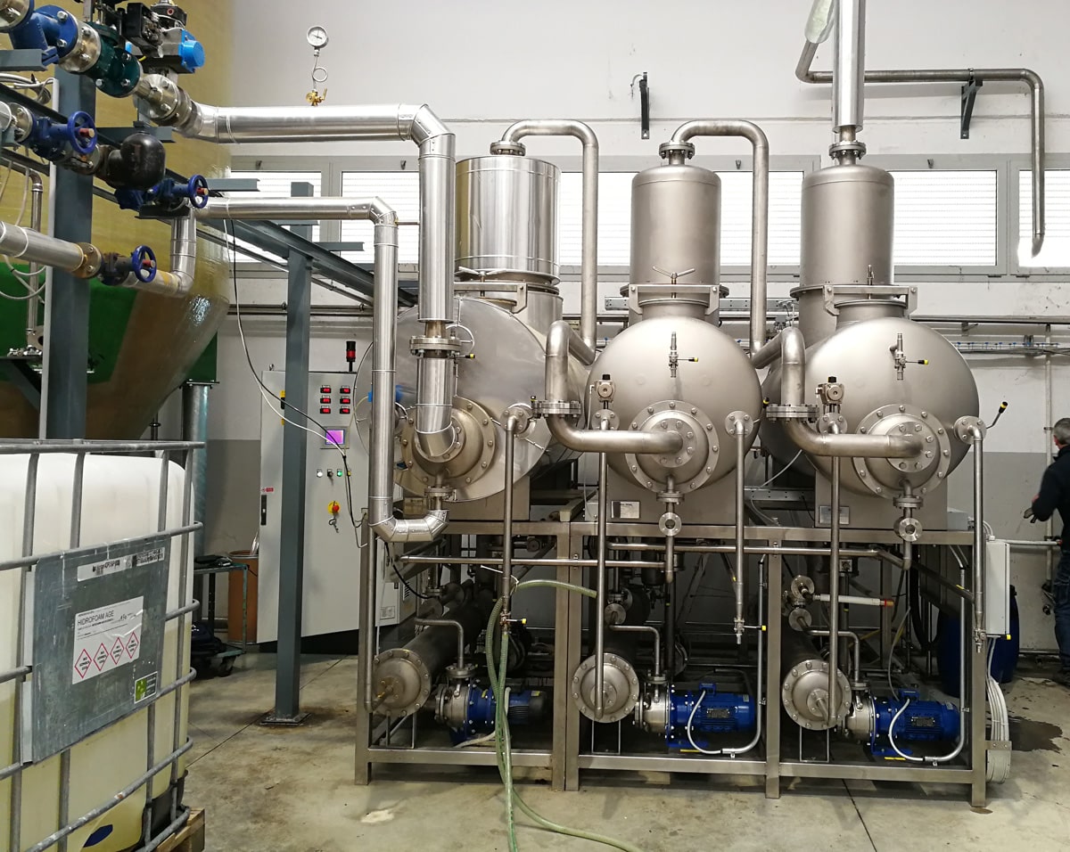 Impianti evaporatori alimentati a vapore, realizzati da Eco Techno triplicandone la capacità produttiva.