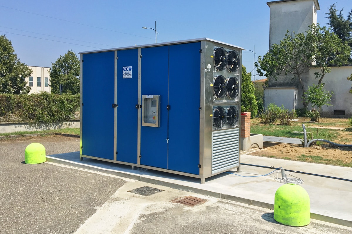 Evaporatore a pompa di calore per la depurazione delle acque di lavaggio da produzioni alimentari.